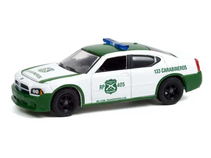 2006 Dodge Charger Police Carabineros De Chile - White And Green Diecast 1:64 Scale Model - Greenlight 30270 1