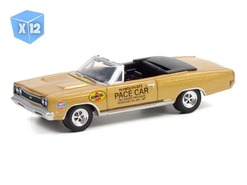 12 Pack 1968 Plymouth Gtx 426 Hemi Convertible - '67 La Times Grand Prix Diecast 1:64 Scale Model - Greenlight 30272 1