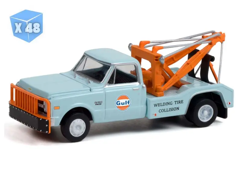 48 Pack 1969 Chevrolet C-30 Dually Wrecker Tow Truck - Gulf Oil Welding Tire Collision Diecast 1:64 Model - Greenlight 30275 1