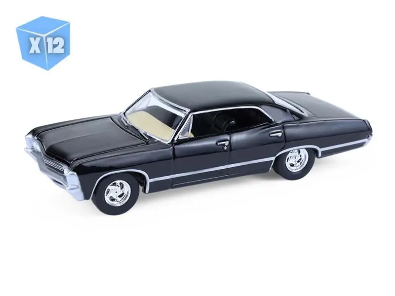 12 Pack 1967 Chevrolet Impala Sport Sedan Tuxedo Black Diecast 1:64 Scale Model - Greenlight 30333 1