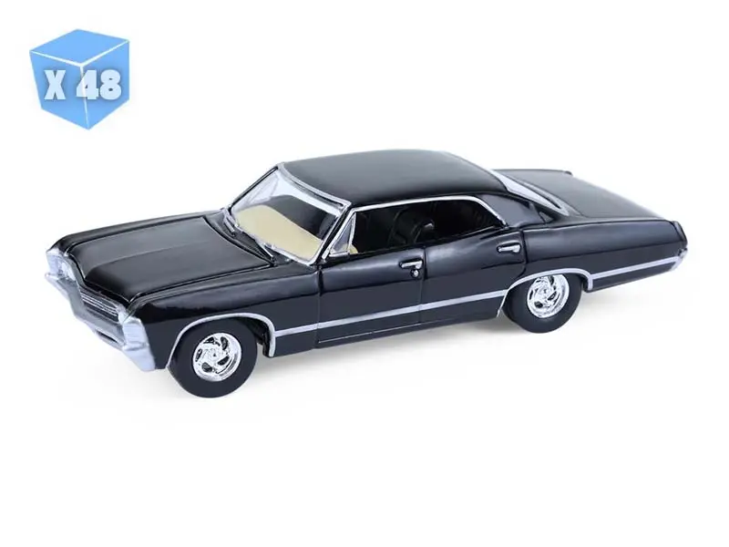 48 Pack 1967 Chevrolet Impala Sport Sedan Tuxedo Black Diecast 1:64 Scale Model - Greenlight 30333 1