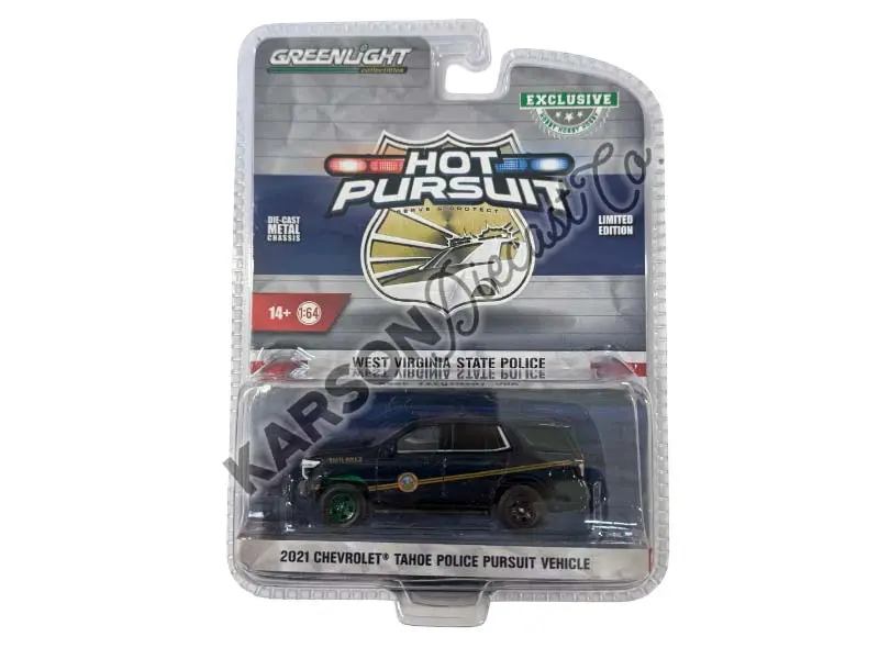 Chase 2021 Chevrolet Tahoe Police Pursuit Vehicle - West Virginia State Police Department (Hot Pursuit) Diecast 1:64 Scale Model - Greenlight 30343 1