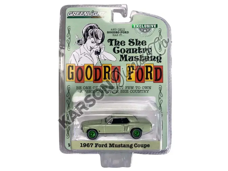 Chase 1967 Ford Mustang Coupe - She Country Special Limelite Green (Hobby Exclusive) Diecast 1:64 Scale Model - Greenlight 30353 1