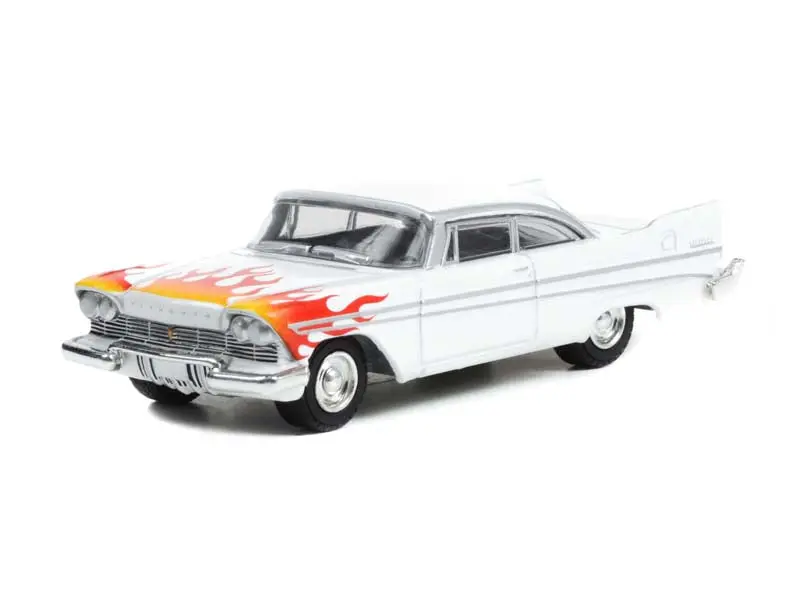 1957 Plymouth Belvedere - White W/ Flames Diecast 1:64 Scale Model Car - Greenlight 30362 1