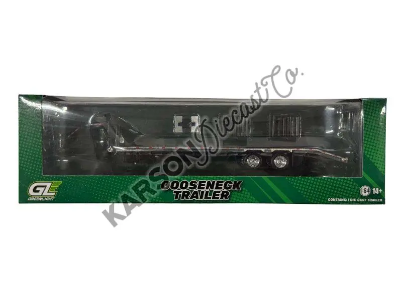 Raw Chase Gooseneck Trailer - Black W/ Red And White Conspicuity Stripes Diecast 1:64 Scale Model - Greenlight 30390 1