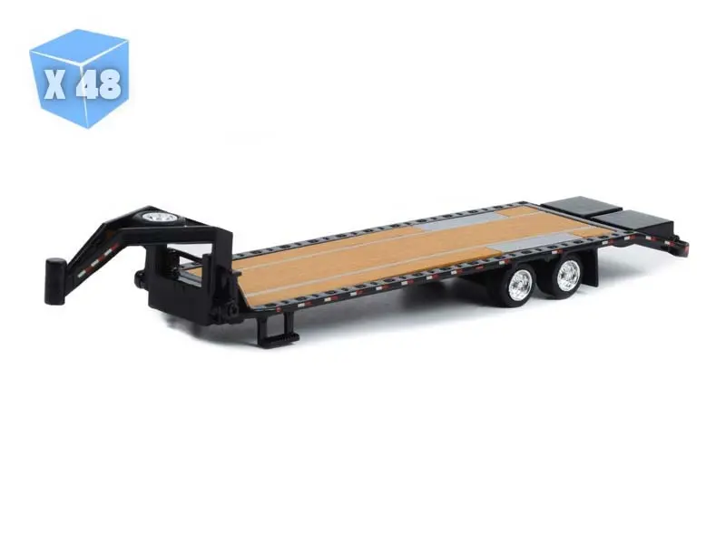 48 Pack Gooseneck Trailer - Black W/ Red And White Conspicuity Stripes Diecast 1:64 Scale Model - Greenlight 30390 1
