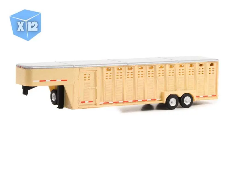 12 Pack 26-Foot Vertical Three Hole Gooseneck Livestock Trailer (Hitch & Tow Trailers) Diecast 1:64 Scale Model - Greenlight 30420 1