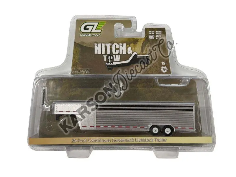 Raw Chase 26-Foot Continuous Gooseneck Livestock Trailer - Red (Hitch & Tow Trailers) Diecast Scale 1:64 Model - Greenlight 30423 1