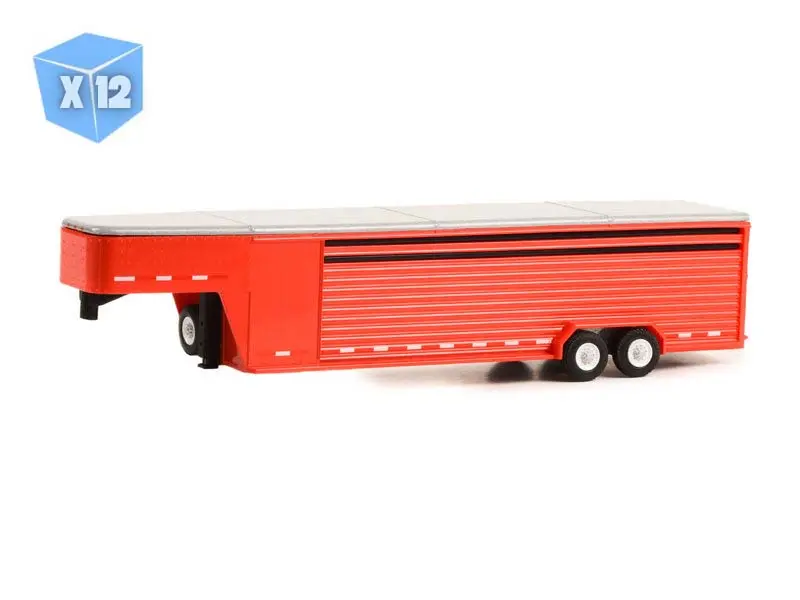 12 Pack 26-Foot Continuous Gooseneck Livestock Trailer - Red (Hitch & Tow Trailers) Diecast Scale 1:64 Model - Greenlight 30423 1