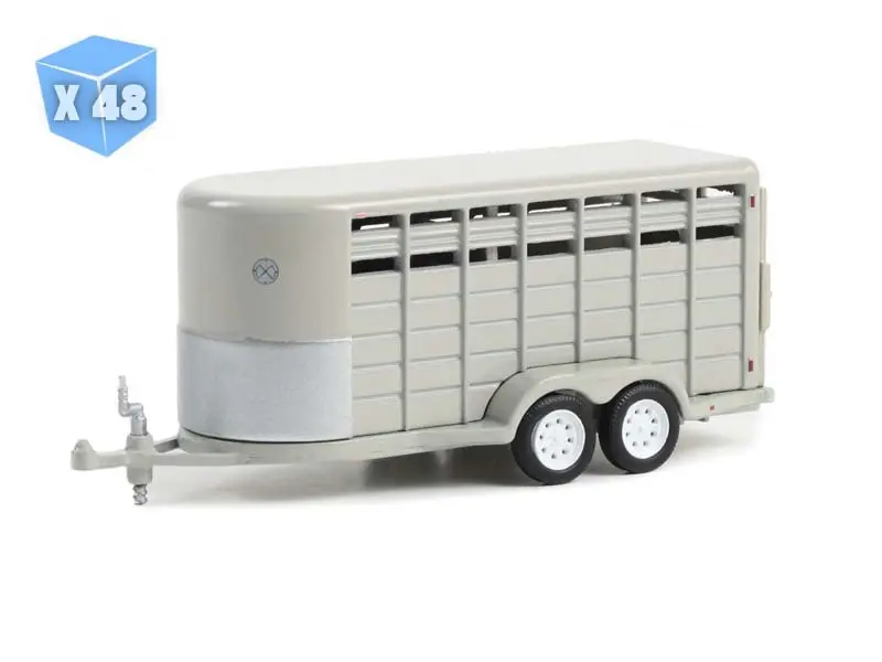Pre-Order - 48 Pack 14-Foot Livestock Trailer - Gray (Hitch & Tow Trailers) Diecast 1:64 Scale Model - Greenlight 30424 1