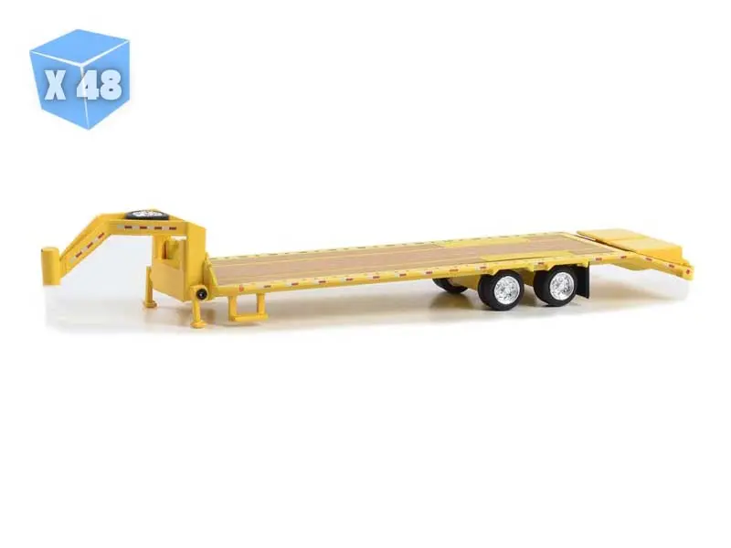 48 Pack Gooseneck Trailer - Yellow W/ Red And White Conspicuity Stripes Diecast 1:64 Scale Model - Greenlight 30485 1