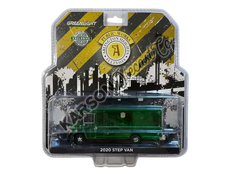 Green Chrome Chase 2020 Step Van W/ Traffic Cone Mounts - Village Of Arlington Heights Diecast 1:64 Scale Model - Greenlight 30491 1