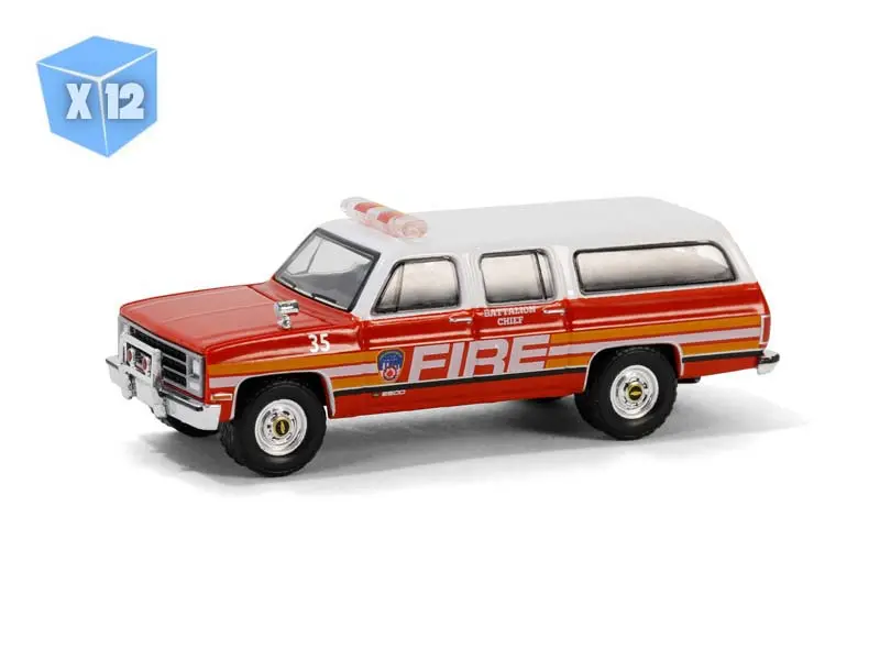 12 Pack 1991 Chevrolet Suburban – Fdny Battalion Chief Diecast 1:64 Scale Model - Greenlight 30501 1