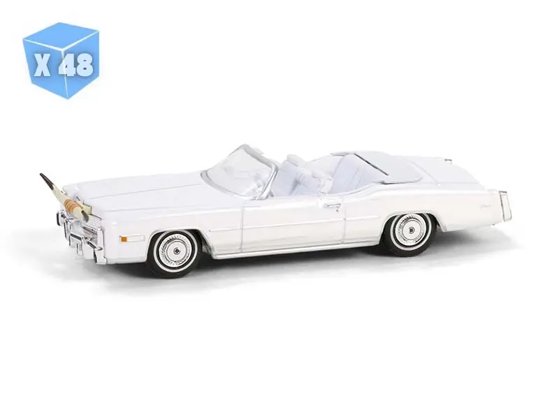 48 Pack 1976 Cadillac Eldorado Convertible – White W/ Bull Horns Hood Ornament Diecast 1:64 Scale Model - Greenlight 30523 1
