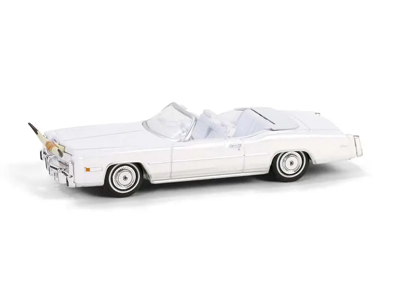 1976 Cadillac Eldorado Convertible – White W/ Bull Horns Hood Ornament  Diecast 1:64 Scale Model - Greenlight 30523 1