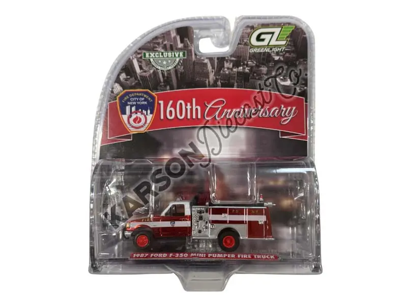 Chrome Chase 1987 Ford F-350 Mini Pumper Fire Truck – Fdny 160Th Anniversary Edition Diecast 1:64 Scale Model - Greenlight 30550 1