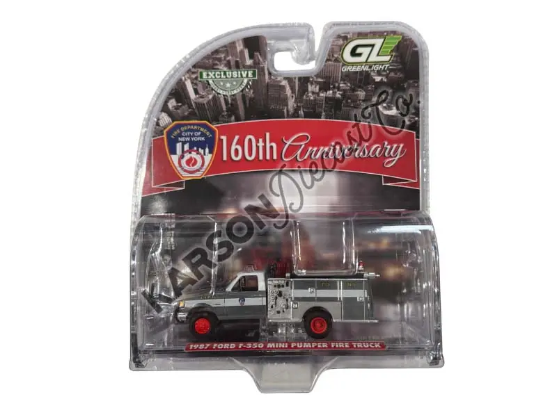Raw Chase 1987 Ford F-350 Mini Pumper Fire Truck – Fdny 160Th Anniversary Edition Diecast 1:64 Scale Model - Greenlight 30550 1