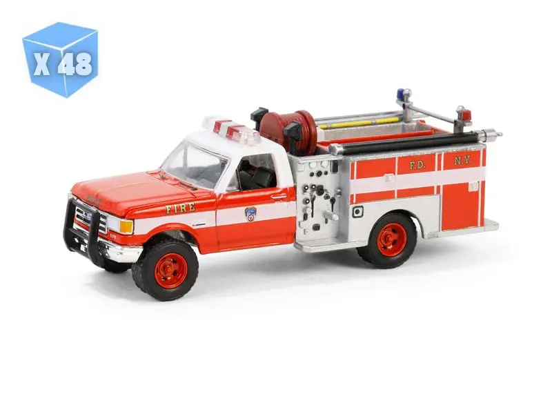 48 Pack 1987 Ford F-350 Mini Pumper Fire Truck – Fdny 160Th Anniversary Edition Diecast 1:64 Scale Model - Greenlight 30550 1