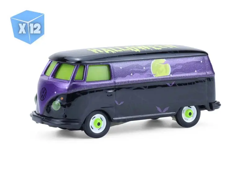 12 Pack Volkswagen Type 2 Panel Van – Halloween 2025 W/ Glow In The Dark Paint Diecast 1:64 Scale Model - Greenlight 30556 1
