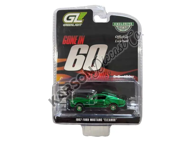 Green Chrome Chase 1967 Ford Mustang (Eleanor) Silver Chrome Edition - Gone In Sixty Seconds 2000 Diecast 1:64 Scale Model - Greenlight 30558 1