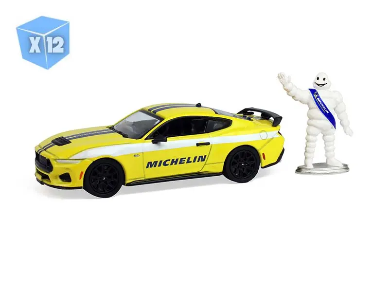 Pre-Order - 12 Pack 2024 Ford Mustang Gt W/ Michelin Man Figure Diecast 1:64 Scale Model - Greenlight 30559 1
