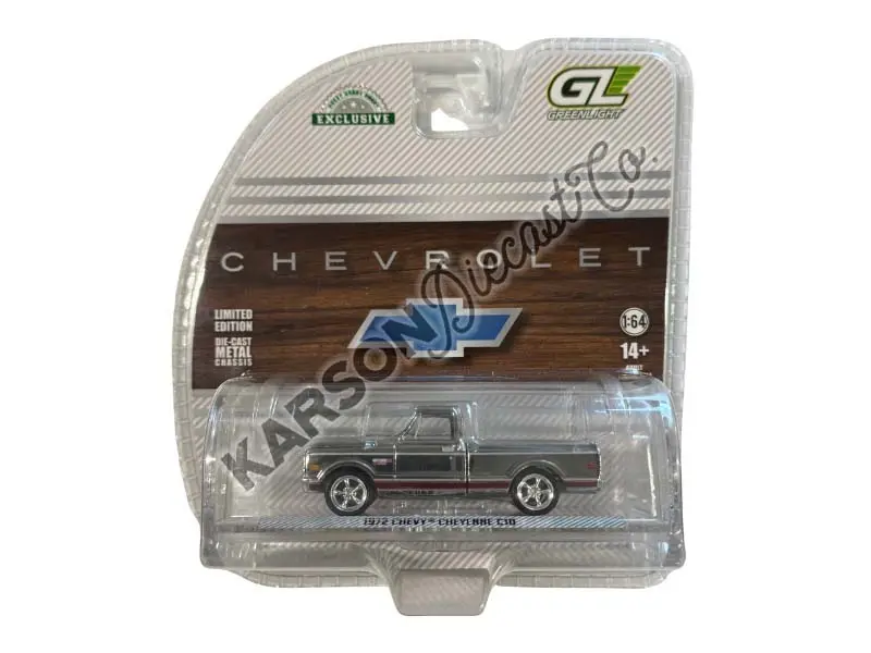Chrome Chase 1972 Chevy Cheyenne C10 – White Diecast 1:64 Scale Model - Greenlight 30566 1