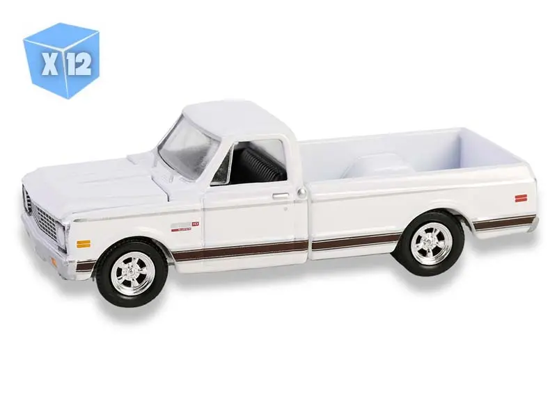 12 Pack 1972 Chevy Cheyenne C10 – White Diecast 1:64 Scale Model - Greenlight 30566 1
