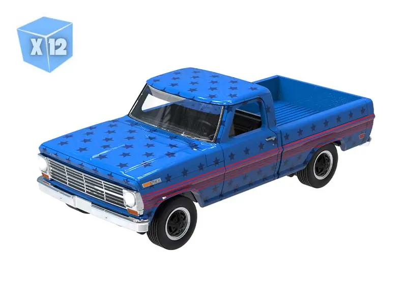 Pre-Order - 12 Pack 1969 Ford F-100 Truck Usa 250 Tribute (Norman Rockwell) Diecast 1:64 Scale Model - Greenlight 30600 1