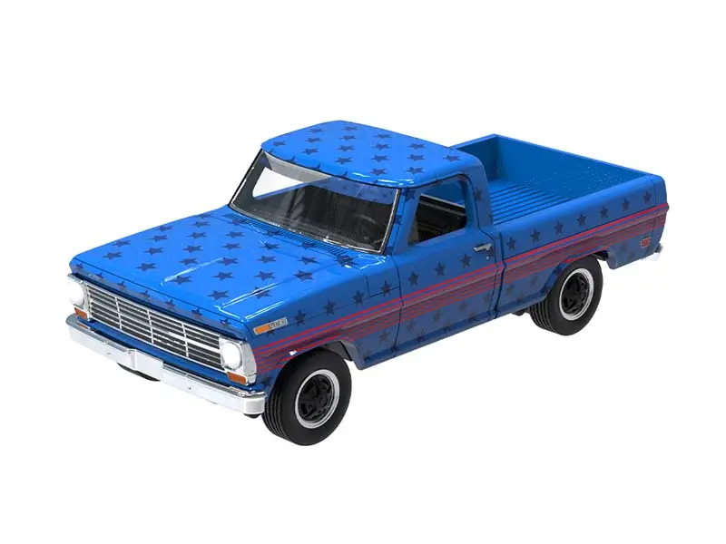 Pre-Order 1969 Ford F-100 Truck Usa 250 Tribute (Norman Rockwell) Diecast 1:64 Scale Model - Greenlight 30600 1