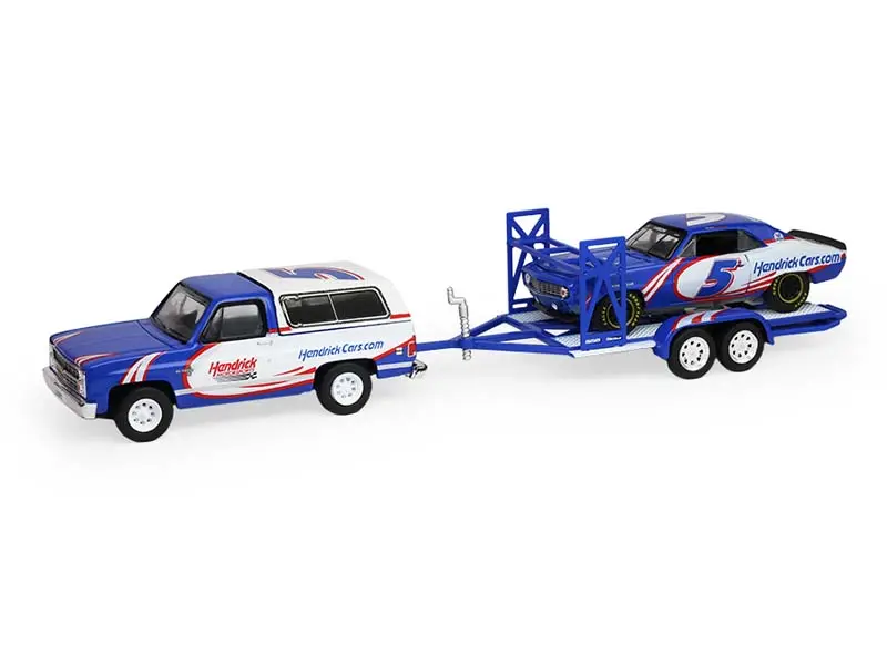 1986 Chevrolet K5 Blazer Silverado And 1969 Chevrolet Camaro – Hendrick Motorsports (Racing Hitch & Tow Series 6) Diecast 1:64 Scale Model - Greenlight 31190C 1