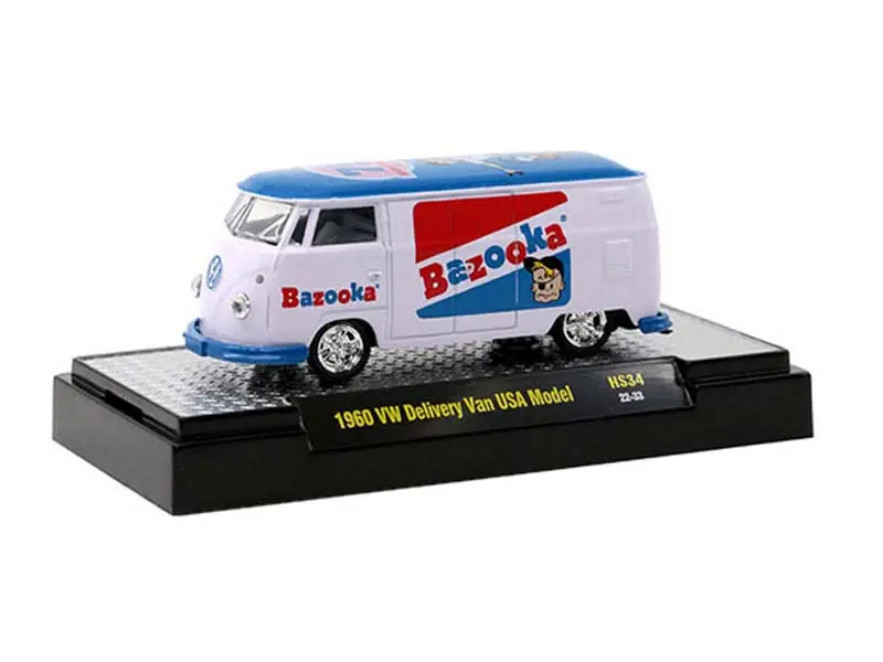 1960 Volkswagen Delivery Van Bazooka Bubble Gum 75Th Anniversary Diecast 1:64 Scale Model - M2 Machines 31500-Hs34 1
