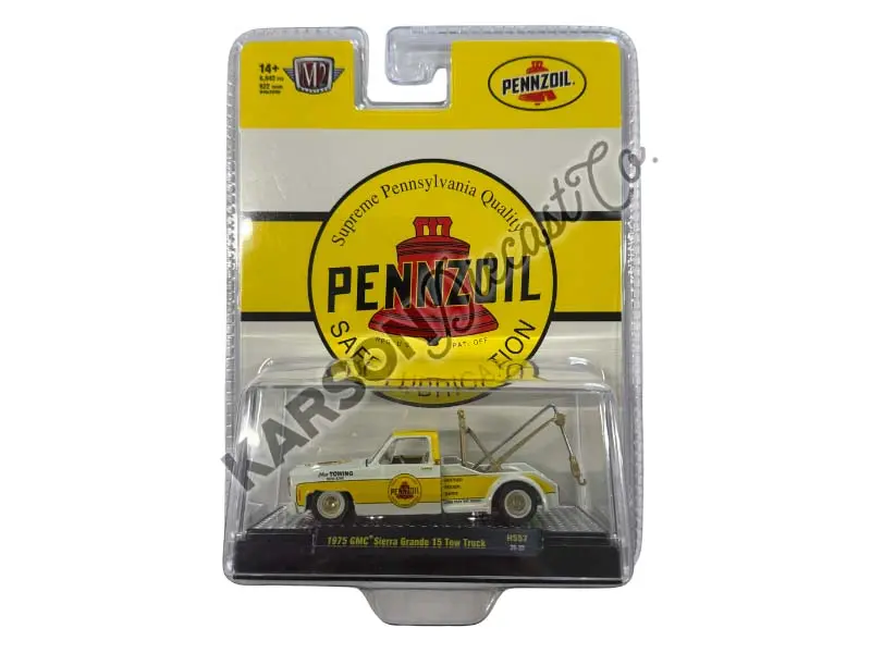 Chase 1975 Gmc Sierra Grande 15 Tow Truck Penzoil – Yellow Diecast 1:64 Scale Model - M2 Machines 31500-Hs57 1