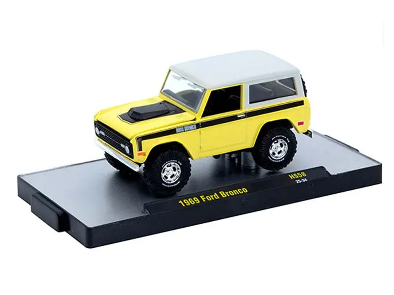 1969 Ford Bronco Boss – Beige W/ White Top Two-Tone Diecast 1:64 Scale Model - M2 Machines 31500-Hs58 1
