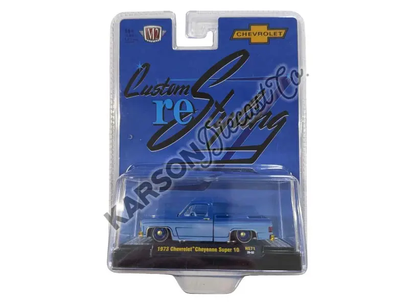 Chase 1973 Chevrolet Cheyenne Super 10 Custom Re Styling – Blue Diecast 1:64 Scale Model - M2 Machines 31500-Hs71 1