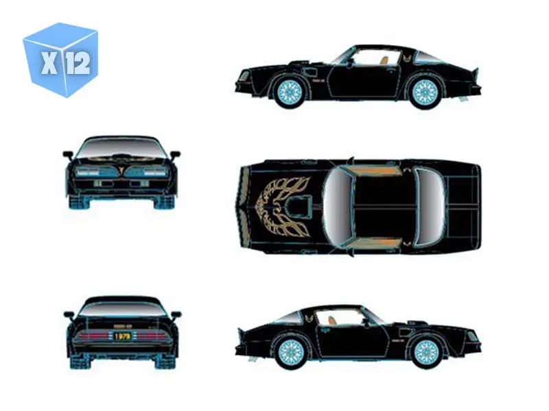 Pre-Order - 12 Pack 1978 Pontiac Trans Am Firebird Special Edition – Black Diecast 1:64 Scale Model - M2 Machines 31500-Hs77 1