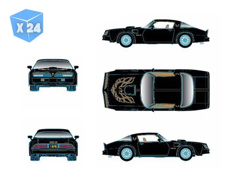 Pre-Order - 24 Pack 1978 Pontiac Trans Am Firebird Special Edition – Black Diecast 1:64 Scale Model - M2 Machines 31500-Hs77 1