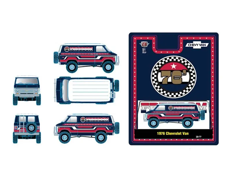 Pre-Order 1976 Chevrolet Van Freedom Edition – Red Diecast 1:64 Scale Model - M2 Machines 31500-Hs78 1