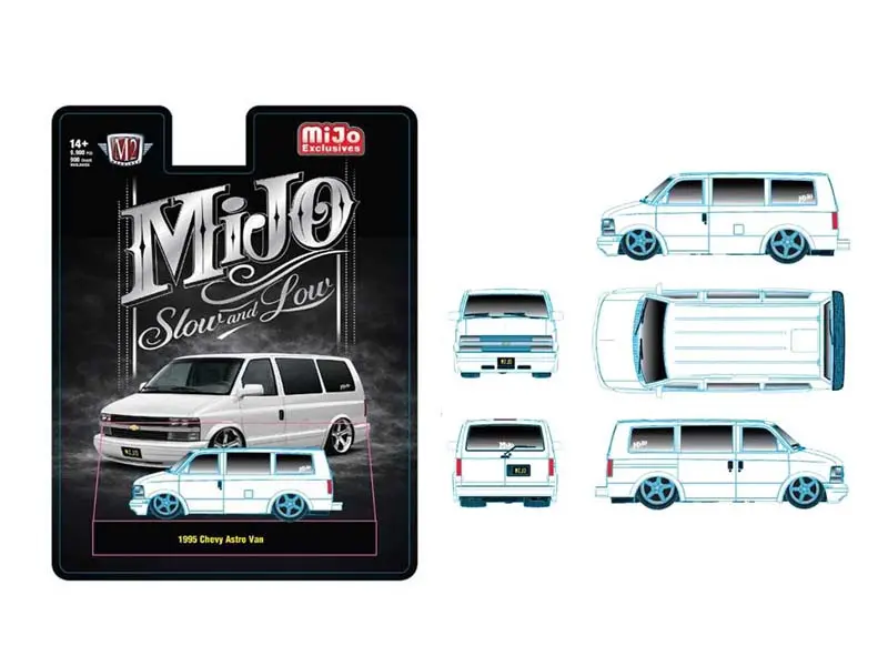 Pre-Order 1995 Chevrolet Astro Van Custom Slow & Low – White Diecast 1:64 Scale Model - M2 Machines 31500-Mjs103 1