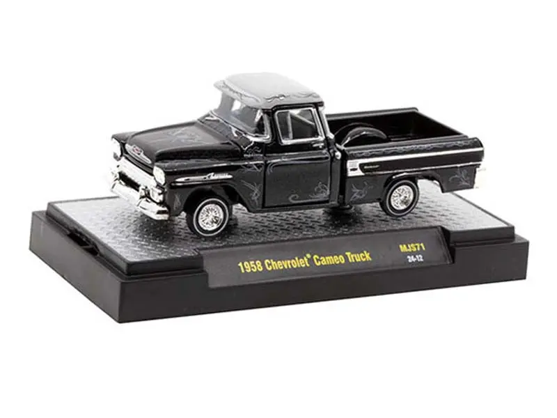 1958 Chevrolet Cameo Pickup Truck Lowriders Limited Edition – Black Diecast 1:64 Scale Model - M2 Machines 31500-Mjs71 1
