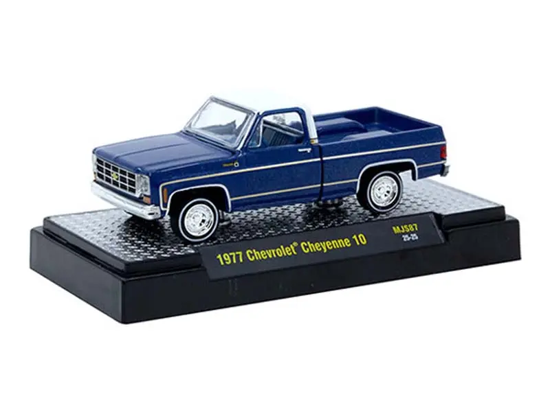 1977 Chevrolet Cheyenne 10 Blue (C10s In The Park) Diecast 1:64 Scale Model - M2 Machines 31500-Mjs87 1