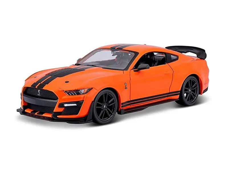 2020 Ford Mustang Shelby Gt500 - Bright Orange W/ Black Stripes Diecast 1:24 Scale Model - Maisto 31532Or 1