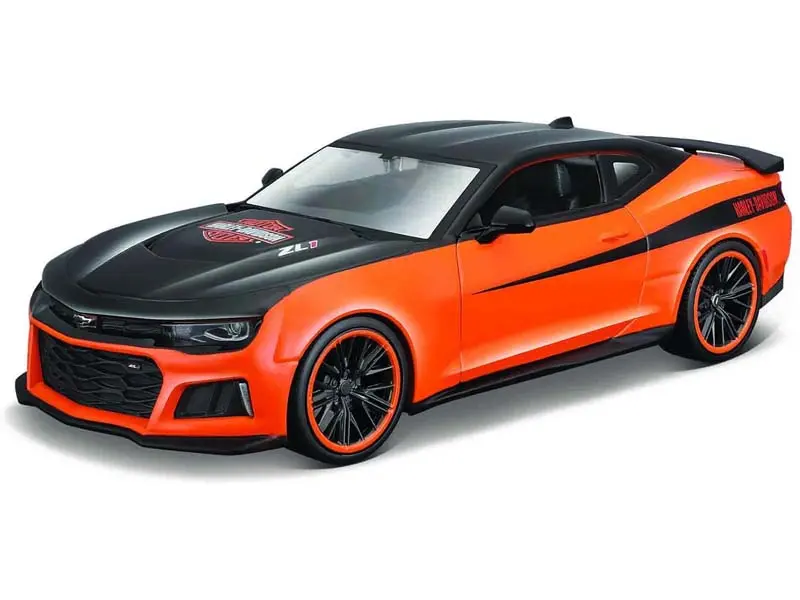 2017 Chevrolet Camaro Zl1 - Orange W/ Black Top (Harley-Davidson Custom) Diecast 1:24 Scale Model - Maisto 32271Or 1