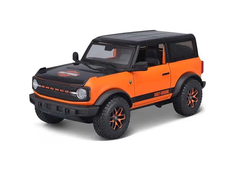 2021 Ford Bronco Badlands Black/Orange Two-Tone (Harley-Davidson Custom) Diecast 1:24 Scale Model - Maisto 32272Or 1