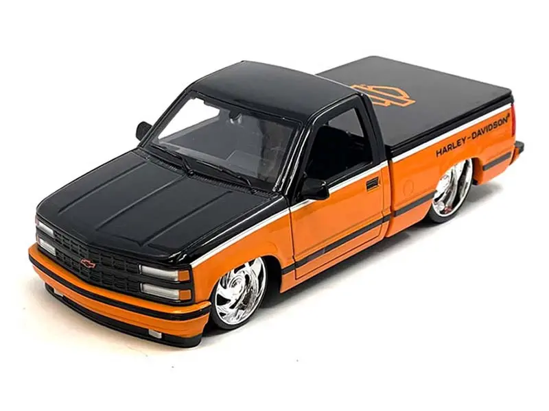 1993 Chevrolet 454Ss Pick-Up – Black/Orange Two-Tone (Harley-Davidson Custom) Diecast 1:24 Scale Model - Maisto 32274Or 1