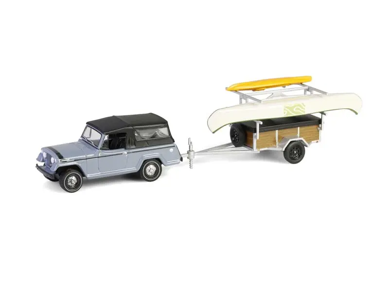 1968 Jeep Jeepster Commando Sc-1 W/ Trailer, Rack, Canoe And Kayak (Hitch & Tow Series 32) Diecast 1:64 Scale Model - Greenlight 32320B 1