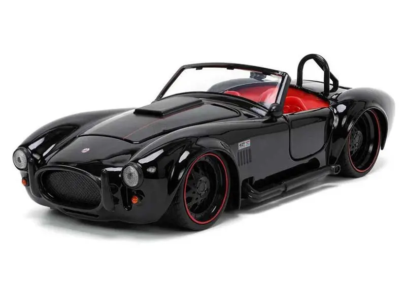 1965 Shelby Cobra 427 S/C - Black W/ Matte Black And Red Stripes And Red Interior (Bigtime Muscle) Diecast 1:24 Scale Model - Jada 32704 1