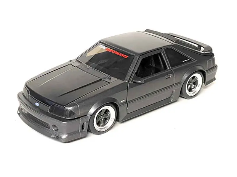 1989 Ford Mustang Gt - Matte Black (Bigtime Muscle) Diecast 1:24 Scale Model - Jada 33605Mj 1
