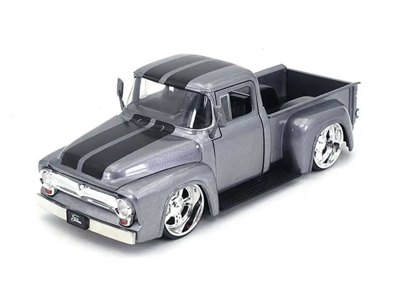 1956 Ford F-100 Custom Grey W/ Black Stripes - Mj Exclusive (Just Trucks) Diecast 1:24 Scale Model - Jada 34308 1