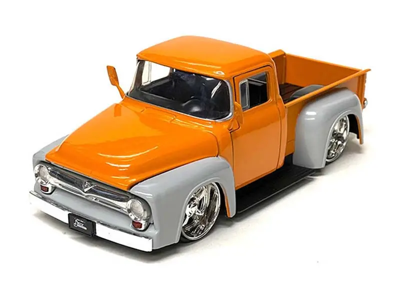 1956 Ford F-100 Custom 2-Tone Orange / Grey (Just Trucks) Diecast 1:24 Scale Model - Jada 34309 1
