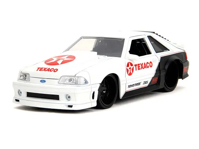 1989 Ford Mustang Gt – Texaco – White/Matte Black (Bigtime Muscle) Diecast 1:24 Scale Model - Jada 35032 1